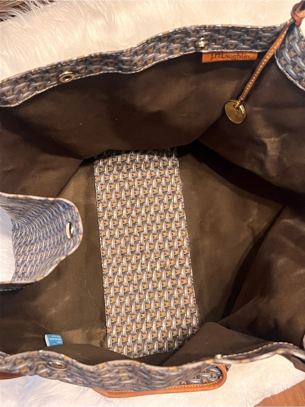 J. McLaughlin Brown and Tan Woven Tote - Picture 9 of 10
